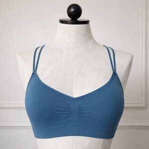 Anemone Steel Blue Double-Strap Seamless Bralette